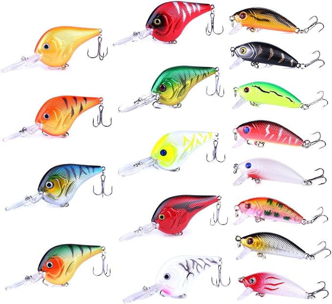 Fishing Lures Kit Mix Includes Minnow Popper Crankbait and Fish Hook for Fishing Saltwater Freshwater Trout Bass Salmon