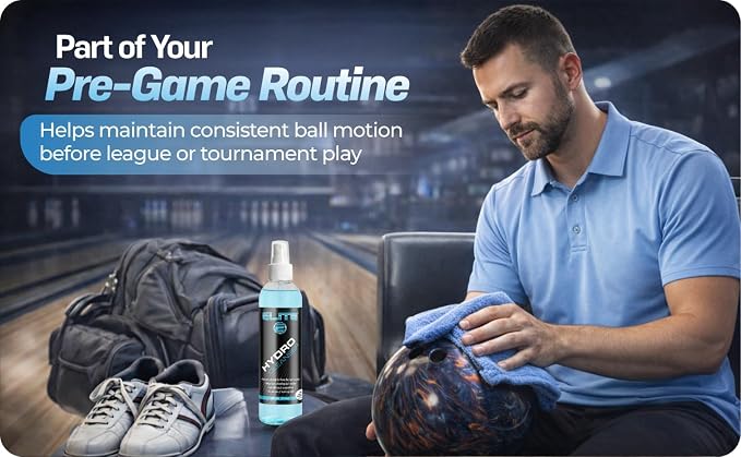 ELITE Hydro Cleanser Bowling Ball Spray Cleaner Kit- 8oz Bottles- 2 Pack - USBC Approved to Remove Oil, Belt Marks, Dirt - Restores tackiness and prolongs The lifespan of Ball