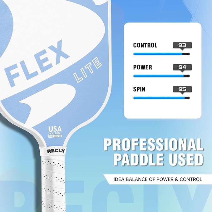 Recly Pickleball Paddles, Carbon Fiber Pickleball Paddle with UV Printed Finish & Sure-Grip Elongated Handle 14MM,USAPA Approved for Beginner and Professional Players