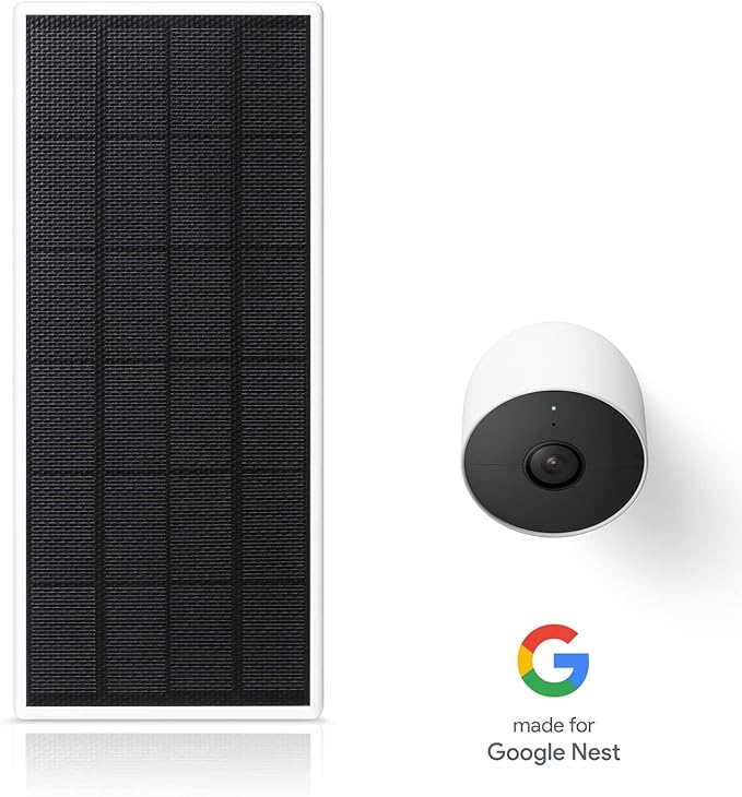 Wasserstein Solar Panel, Solar Panel Charger for Google Nest Cam Outdoor or Indoor, Battery - 2.5W Solar Power - Camera Solar Panels Made for Google Nest (2 Pack)