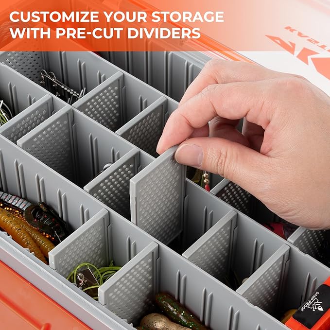 KastKing HyperSeal Waterproof Tackle Box, 3700 Deep Tackle Trays, Fishing Tackle Box Organizer With Removable Dividers, Fishing Gear & Fishing Accessories Storage, 1 Pack