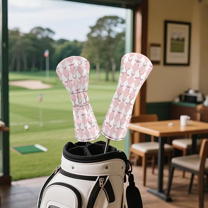 Rnyleeg Golf Club Head Covers for Women Driver Head Cover Leather Fairway Wood Headcover Hybrid Headcovers for Golf Clubs