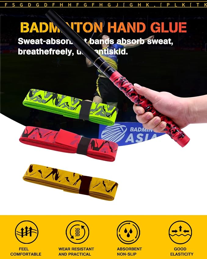 Youth Racket Overgrip, Camouflage Super Absorbent, Skid Resist Absorb Sweat Grip Tape, Handles Protection for Tennis Badminton Racquetball Squash Baseball