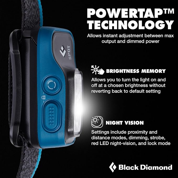 BLACK DIAMOND Spot 400 Headlamp | 400 Lumens Brightness, Dimmable | Waterproof & Durable | 3X AAA Battery Operated (Included) | Azul