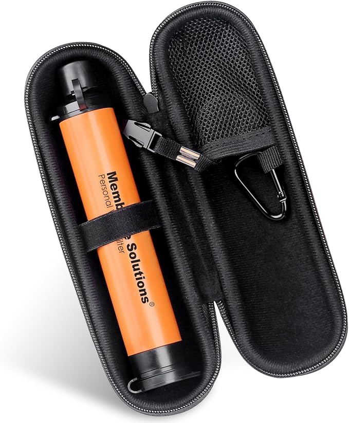 4 Pack Personal Water Filter Straw Orange Bundle with 2Pcs Carrying Case Protective Covers