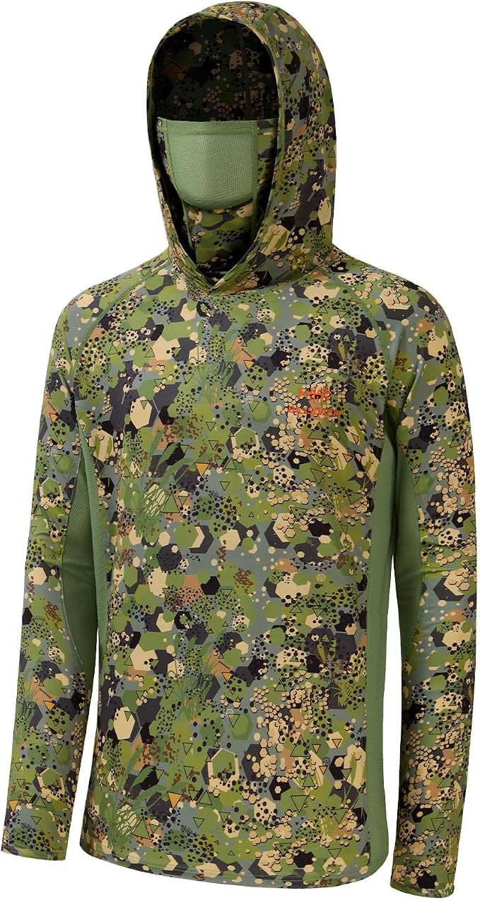 BASSDASH Men's UPF 50+ Camo Long Sleeve Hunting Fishing Hoodie Shirt
