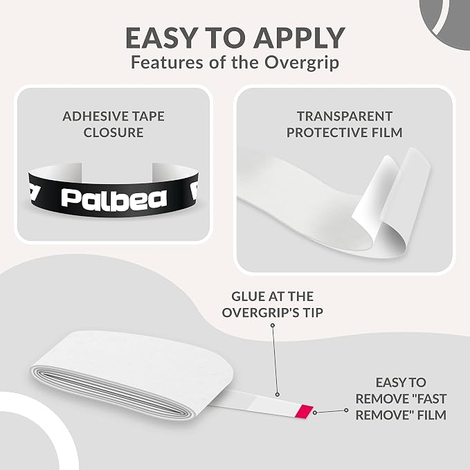 Palbea Padel Racket Grip Tape - Packs of 3/6/12/22/60. Padel Tennis Racket Grip Tape - Padel Tennis Grips Overgrip for Sweat Absorption & Non-Slip. Also Suitable as Tennis Racquet Grip Wrap Tape.