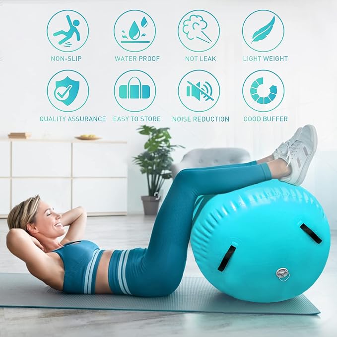 86 York Air Barrel Gymnastics Roller Inflatable Tumbling Mat, Back Handspring Training Air Mat Tumble Track Gymnastics Equipment For Home Use, Gym Training, Yoga Balance Exercise, Cheerleading with Electric Pump