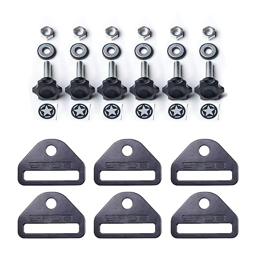 GPCA - GP Star Thumb Screws and D-Plates Set, Easy-to-Install M8 Bolt & Tie Downs, for Quick Cargo Cover Installation, Jeep Wrangler Accessories for 4xe, JL, JT, JK and More, Patented, 6 Packs
