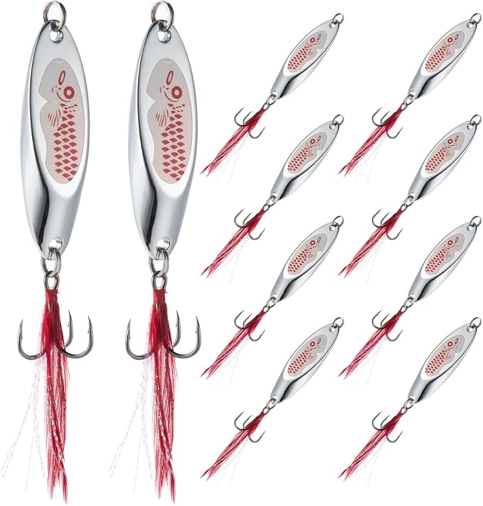 Goture Fishing Spoons Lures, Metal Spoon Trout Lures Freshwater Saltwater | Long Distance Casting Jigging Spoon for Trout Bass Crappie Pike Salmon Fishing,1/4oz 1/2oz 3/4oz 1oz 1-3/8oz