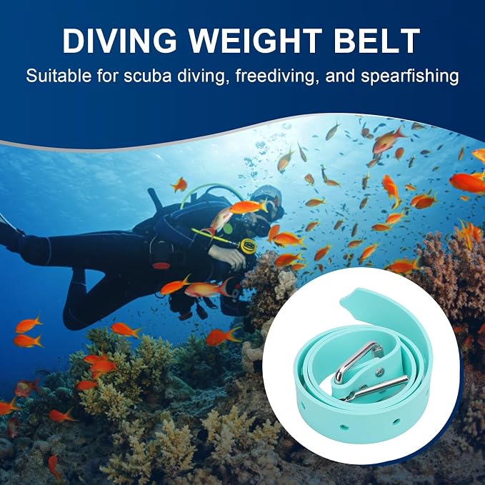 Diving Weight Belt, Durable 316 Stainless Steel Construction, Weight Belt for Snorkeling and Diving Activities, for Men Women Water Sports Enthusiasts (Mint Green)