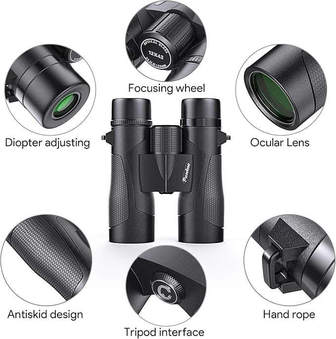 Monocular 12x42 Roof Prism Binoculars for Adults -Monoculars for Adults High Power with BAK4 Prism & FMC Lens, Suitable for Bird Watching Hunting Hiking Camping