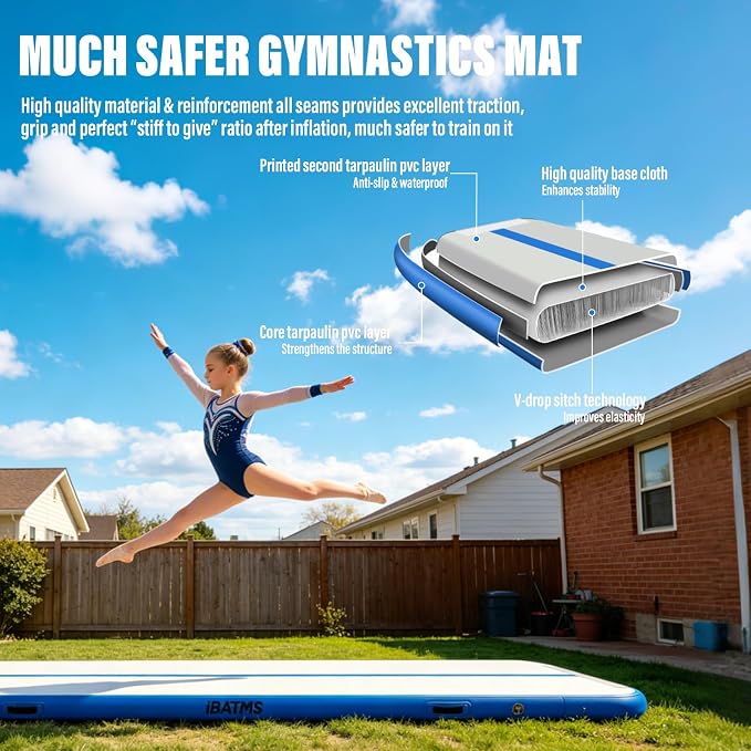 IBATMS Air Tumbling Mat Track 10/13/16/20ft, Inflatable Gymnastics Mat