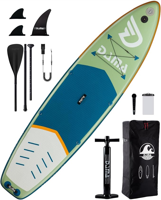DAMA Inflatable Stand Up Paddle Boards for Adults w/Sup Board Accessories Hand Pump 4pcs Kayak Floating Paddle | Wide Stance, Bottom Fin Paddling Surf Control