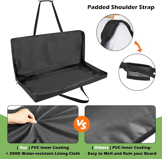 DSLEAF Cornhole Carrying Case for 4' x 2' Regulation Size, Heavy-Duty 600D Cornhole Boards Bag with Padded Shoulder Strap and Double Slide Zipper, Only Bag