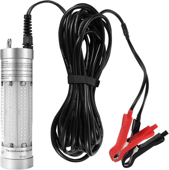 150W 20900lm Underwater Fishing Light, IP68 Waterproof Aluminum Super Bright Night Fish Attracting Submersible LED Lamp Lure Bait Finder for Freshwater Saltwater Sea Kayak Ice Dock (Blue)