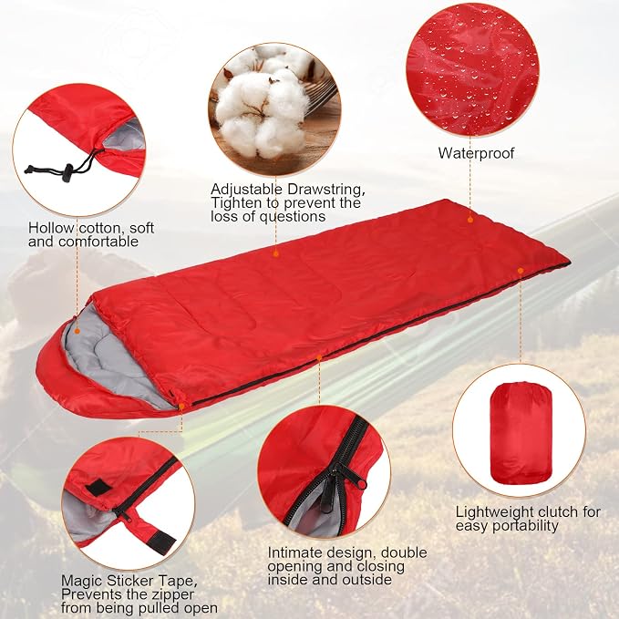 Macarrie 10 Pcs Bulk Sleeping Bags for Adults 0 Degree Waterproof Emergency Sleeping Bags with Compression Sack for Camping Hiking Backpacking Outdoor Activities