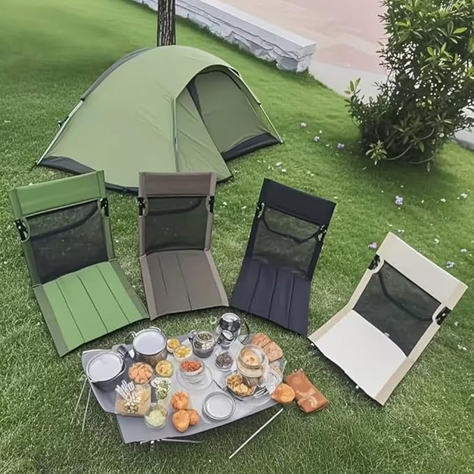 2 Pack Foldable Camping Chairs with Mesh Backrest,Ultra-Light Portable Beach Chairs with Carry Bag for Sunbathing Swimming Poolside Picnic Lawn Road Trips (Green)