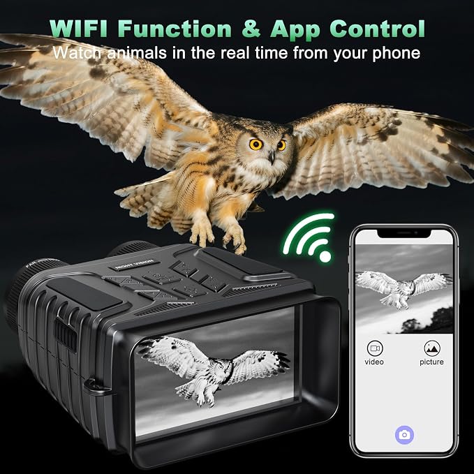 4K Night Vision Binoculars, 4.5'' HD Screen Night Vision Goggles Rechargeable 4000mAh with 7-Level IR & 8X Zoom for Camping Outdoor Exploration, Includes 32GB Card for Adults Wildlife