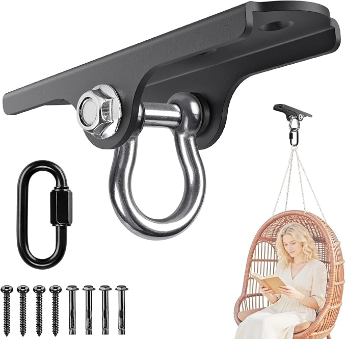 Dolibest Heavy Duty Swing Hanger, Ceiling Mount Swing Hook,One-Piece Design Base, Swing Set Hardware for Punching Bag, Boxing, Hammock Chair, Yoga Swing, Porch Swing, Swing Seat (180° Rotation)