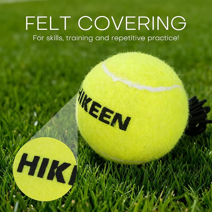 Hikeen Premium Tennis Trainer Rebound with Metal Base,Portable Solo Tennis Trainer Set with 3 Highly Elastic String Balls,Tennis Practice Equipment for Adult Kids an Beginners
