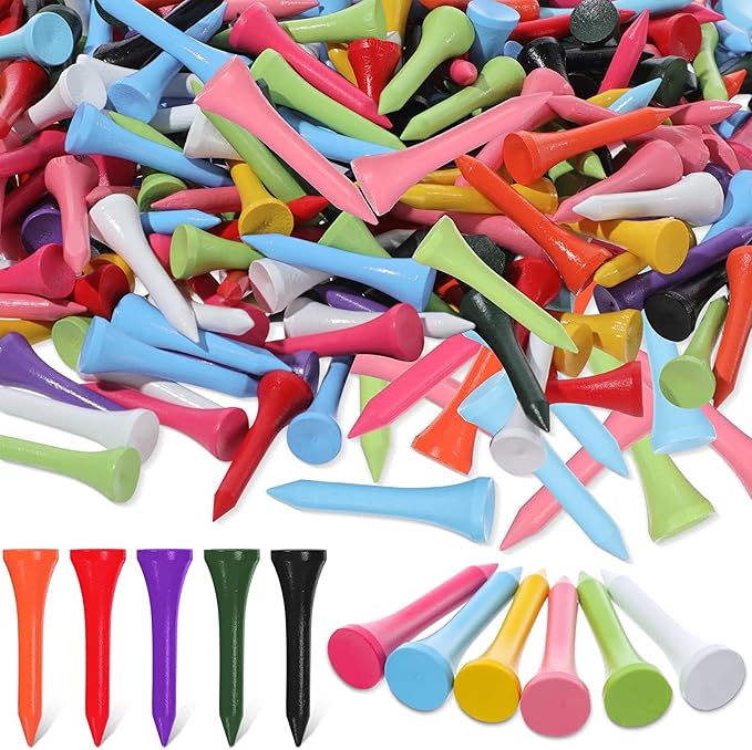 Mudder Golf Tees Bulk Wooden Bamboo Golf Tees Multicolor Wood for Men Balls Accessories