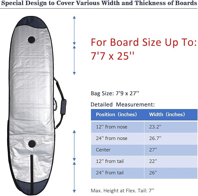 Abahub Premium Surfboard Travel Bag, Foam Padded Surf Board Cover, Shortboard Carrying Bags for Surfing, Outdoor, Airplane, Car, Truck,Size 6'0, 7'0, 7'6, 8'0, 8'6, 9'0, 9'6, 10'0