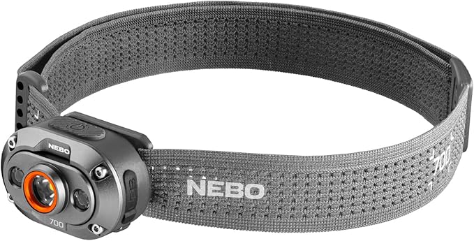 NEBO MYCRO 700 Headlamp | 700 Lumen, 6 Light Modes, White Red & Green Light, USB-C Rechargeable, IPX4 Water Resistant, Adjustable Strap, Cap Light Convertible, Ideal for Camping & Hiking