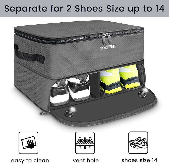YOREPEK 2 Layer Golf Trunk Organizer, Golf Gifts for Men with Separate Ventilated Compartment for 2 Pair Shoes, Waterproof Car Trunk Locker for Balls, Tees, Clothes, Gloves, Gifts for Golfers