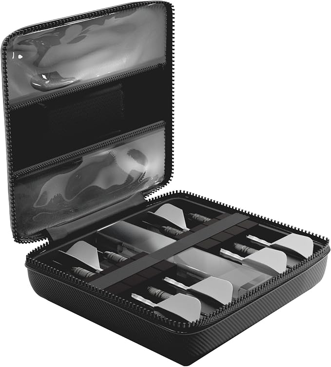 Casemaster Ventura Pro Darts Case, Holds 12 Steel Tip or Soft Tip Darts Fully Assembled, Hard Shell Dart Case with 2 Storage Tubes, Dart Storage Accessories