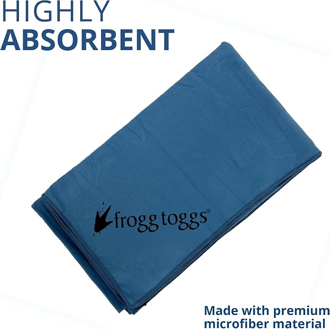 FROGG TOGGS Beach-Camp Microfiber Cooling Drying Towel with Mesh Storage Bag, Machine Washable, Spring Lake, 35”x 62”