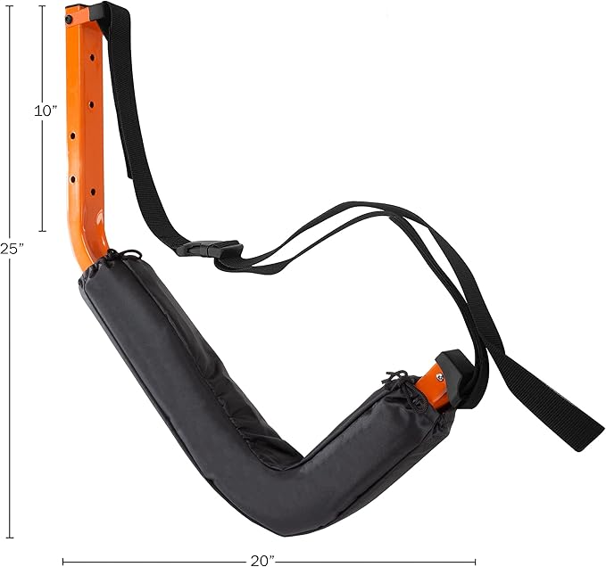 Kayak Storage Hooks - Set of 2 Wall Mount Garage Hangers - 125lbs Capacity Rack for Paddleboards, Surfboards, or Snowboards by Rad Sportz (Orange)