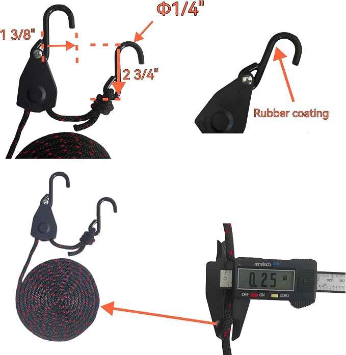 Canoe Ratchet Tie Strap 4 PK -12 FT Used for skis, Canoes, and paddleboards | 1000 LB Breaking Strength