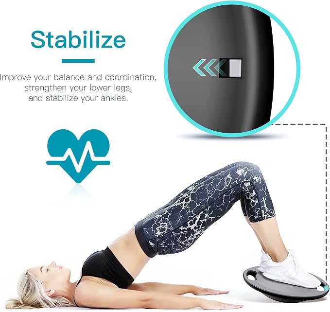 Wobble Balance Board, Exercise Balance Stability Trainer Portable Balance Board with Handle for Workout Core Trainer Physical Therapy & Gym No-Skid Surface