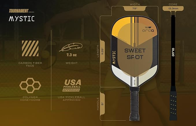 Orca Pickleball Paddles, Tournament Series Carbon Fiber Pickleball Paddles Designed for Maximum Power and Control, USA Pickleball Approved