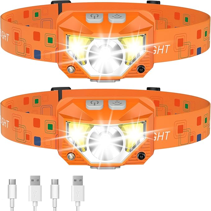 LHKNL ‎TG-T069 Rechargeable Headlamp 2 Packs-Black TG-T069 Rechargeable Headlamp 2 Packs-Orange