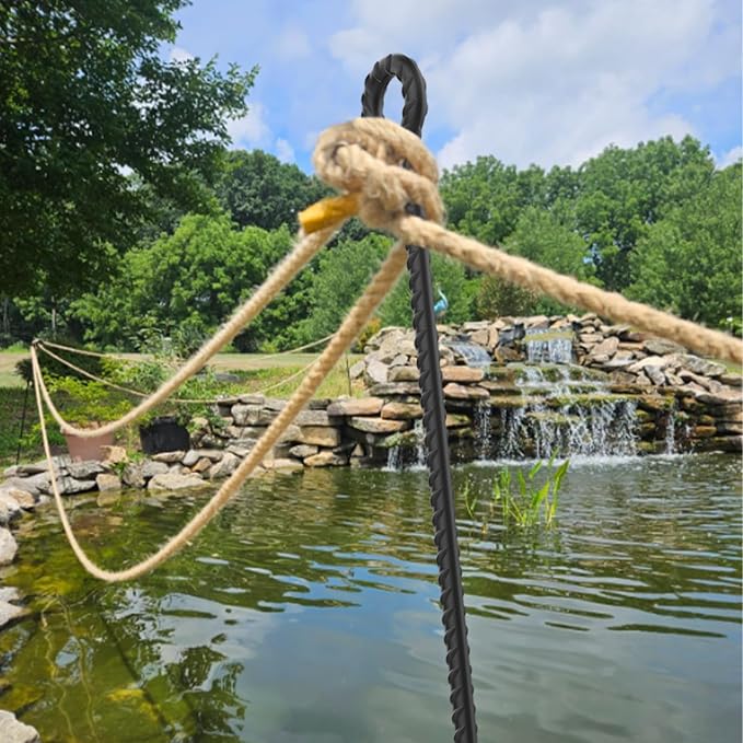 48 Inch Rebar Stakes 1/2" Diameter 6 Pack Steel Ground Anchors with Loop | Extra Long Heavy Duty Garden Rope Stakes for Temporary Fencing, Tree Support, High Wind Areas, Industrial Use, Black