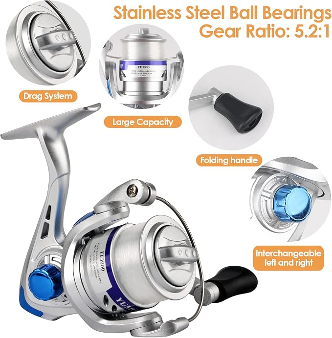 2-Pack 6.89FT Telescopic Fishing Rod Reel Combo Tackle Box Travel Carry Bag | Collapsible Pole Spinning Reel Lure Accessory Storage Bag Portable Fishing Gear Kit for Saltwater Freshwater Fishermen Gift