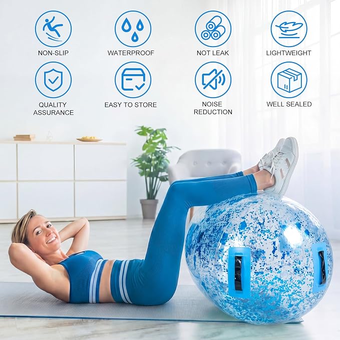 Gemscream Gymnastics Barrel Inflatable Air Roller Mat 40" x 24" Glitter Tumbling Air Barrel Gymnastic Cylinder Tumble Equipment for Back Handspring Trainer Cheerleading Yoga Home Use