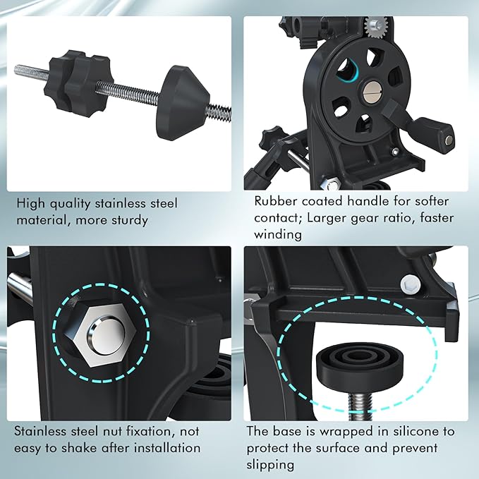 Fishing Line Spooler Winder Machine - 5:1 High Speed Gear Ratio Fast Winding, Two-Way Unwinding Function, Single-Point Quick Mount, Compatible with Spinning Casting Trolling Reels