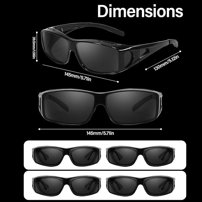 LVIOE Over Glasses Sunglasses Wrap Around Polarized Sunglasses for Men Women Fit Over Prescription Glasses with UV Protection