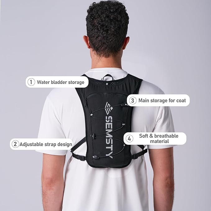 Running Vest for Women Men, 5L Hydration Vest with Dual 500ml Soft Flask, Lightweight Water Backpack, Adjustable Chest Straps Running Hydration Backpack for Running Cycling Hiking
