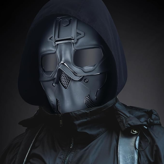 Guayma Airsoft Paintball Mask Tactical Full Face Cyberpunk Balaclava Mask For Halloween Cosplay Costume Movie Props