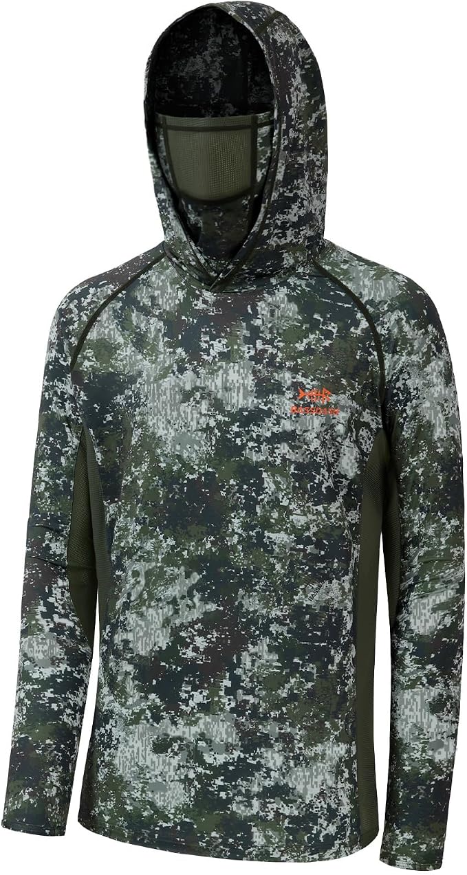 BASSDASH Men's UPF 50+ Camo Long Sleeve Hunting Fishing Hoodie Shirt