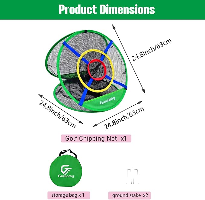 Pop Up 3-in-1 Golf Chipping Net – Circular Design for Relaxed Training, 3 Modes for Precision & Distance, Ideal Indoor/Outdoor Practice Kit, Golfer Gift