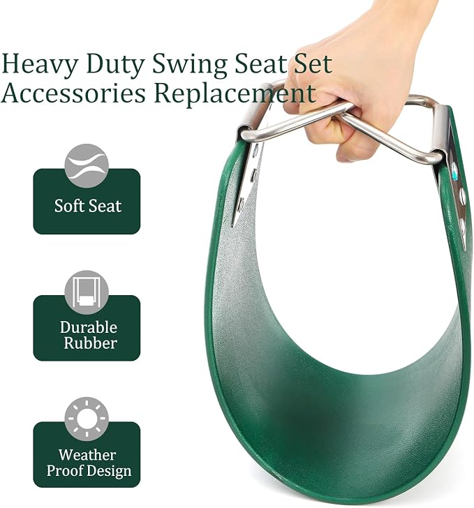 WUWEOT Swing Seat, Replacement Swing with Metal Triangle Ring, Support 250lb Heavy Duty 24 x 6 Inch Outdoor Playground Swingset