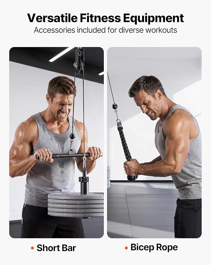 VEVOR LAT Pulldown Attachments, Cable Machine Rowing T-bar V-bar Tricep Pull Down Bar, Back Strength Training Rubber Coated Handle Grip, Bicep Curl Tricep LAT Pulldown Bar for Home Gym Fitness