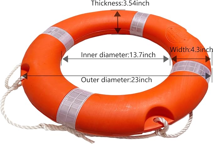 23 inch/ 28 inch Boat Safety Throw Ring, Life Rings for Boats with Water Floating Lifesaving Rope 98.4FT, 1.5KG/ 2.5KG International Standard Boat Life Preserver Ring Buoy with Reflective Strip