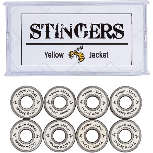 Yellow Jacket Premium Skateboard Bearings, Pro Longboard Bearings, 608, ABEC 11, White Lightning (Pack of 8)