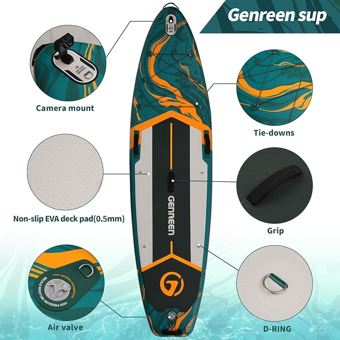 Paddle Board Stand up Paddle Board (Extra Large 11'*33/34") Newly Improved 2 Side Layers 450LBS Quality Inspection×5 (All-Season for JP customers) paddleboards Fishing Family Pet Friendly
